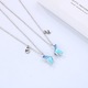 Set de doua lantisoare cu magnet pentru prieteni, BFF, model in forma de fluture albastru si charm cu best friends forever, argintiu
