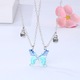 Set de doua lantisoare cu magnet pentru prieteni, BFF, model in forma de fluture albastru si charm cu best friends forever, argintiu