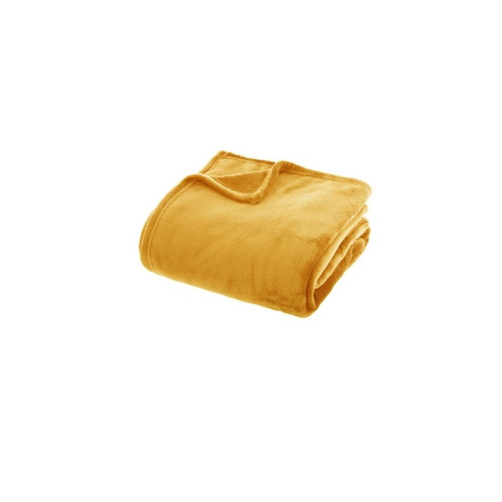 Одеяло от жълто кадифе, 130 х 160 см