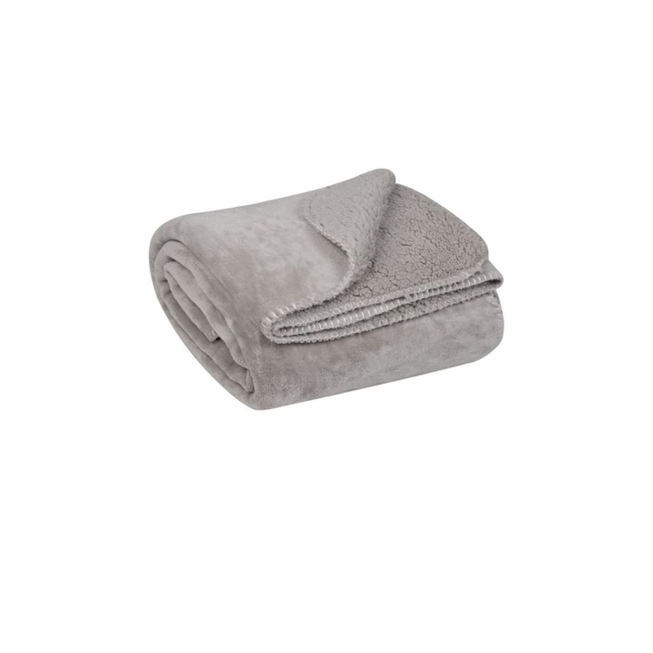 Одеяло, правоъгълно, меко на допир, запазва топлината, сиво, 160x130 см