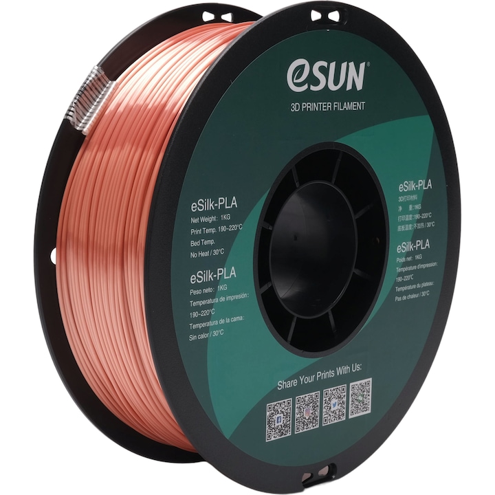 Консуматив за 3D принтер, ESUN eSilk PLA, 1.75 mm, 1kg, Rose Gold