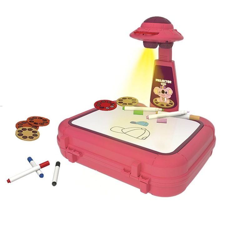 Proiector servieta cu tabla de desen, Roz