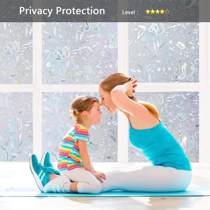 Folie Autoadeziva pentru Protectie Solara si Intimitate pentru Geam si Fereastra, 60 x 200 cm, Lalea 3D, Original Deals