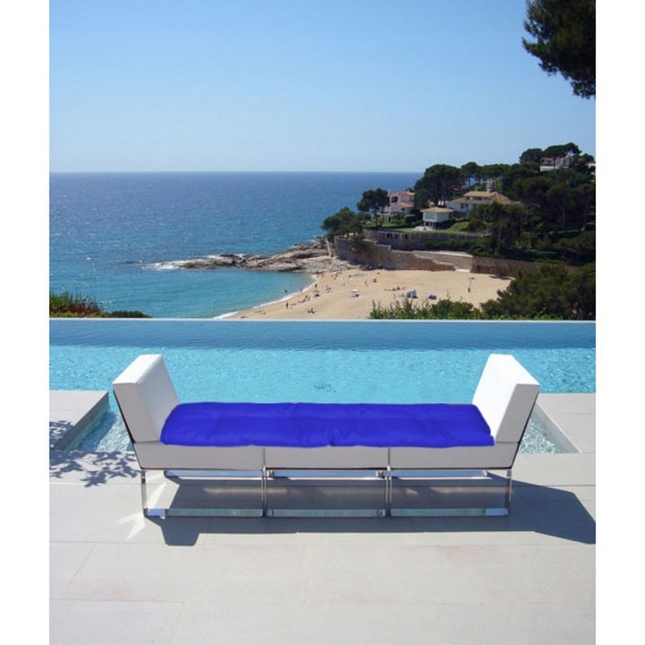 Set Perne banca gradina, terasa, 4 piese, Albastru, 120x38 cm, exterior, impermeabila, pentru balansoar, paleti, banca, Superkissen24