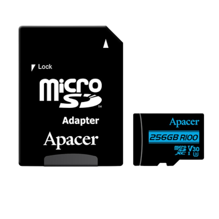 microSDXC UHS I Apacer карта, 256GB, клас 10 с SD адаптер