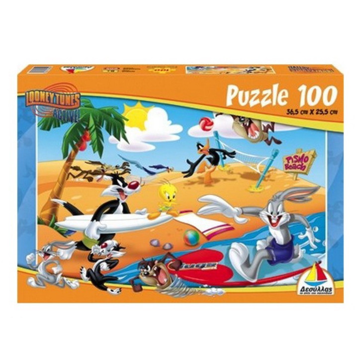 Детски пъзел Looney Tunes На плажа, 100 части