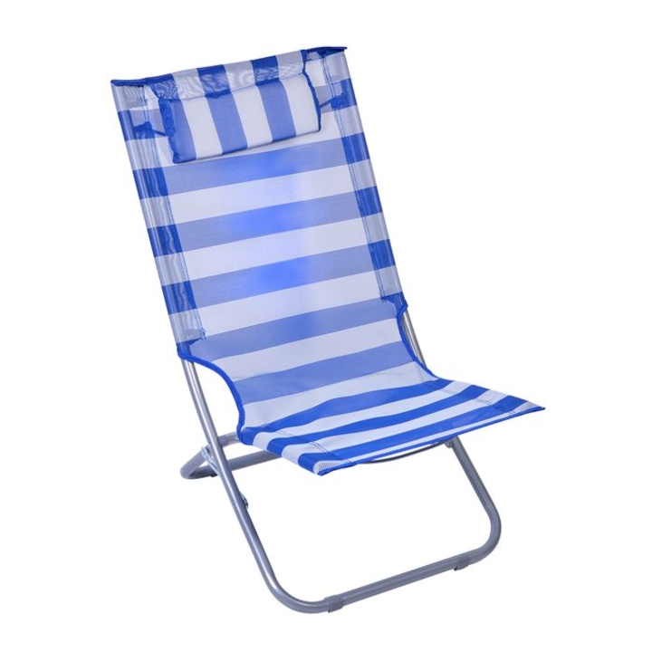 Плажен/къмпинг стол Kopenpal, Метал/Полиестер, Бяло/Синьо, 64x54x85 см