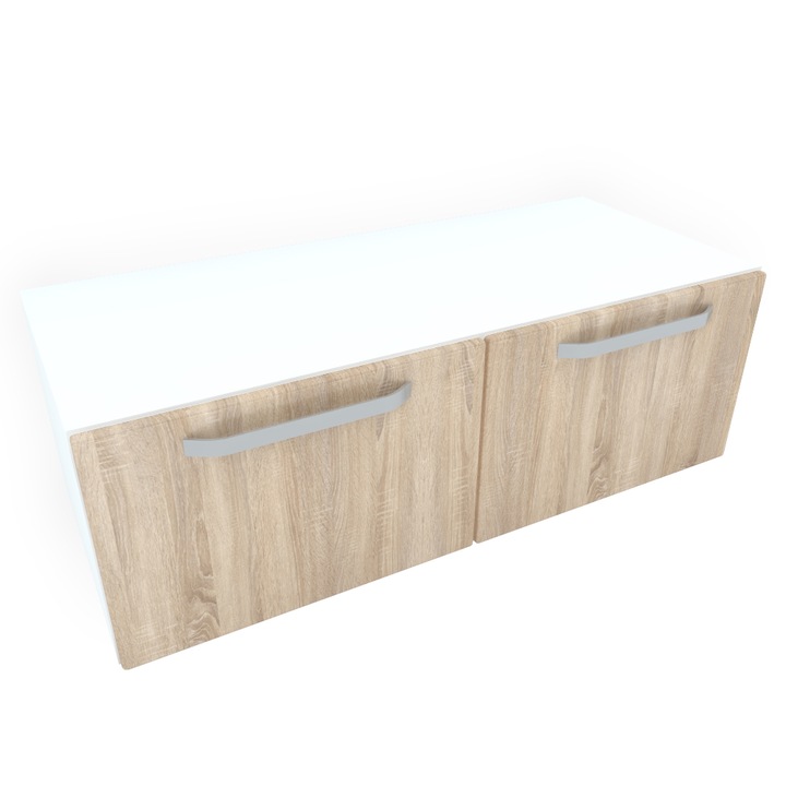 Comoda Armonia alba cu 2 usi cu manere / front MDF Sonoma 60 x 52 x 43 cm