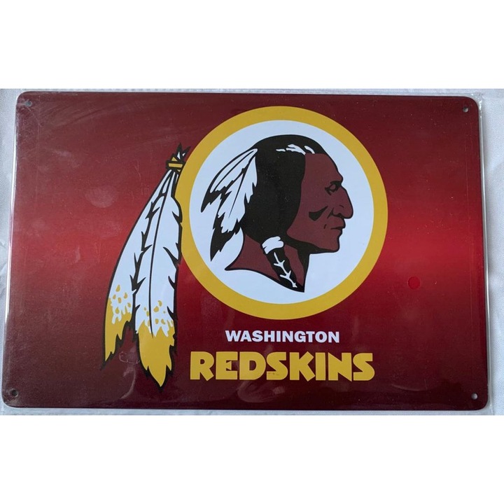 Декоративна табелка USArticlesEU Washington Redskins, 20x30 см, Метал, Многоцветен
