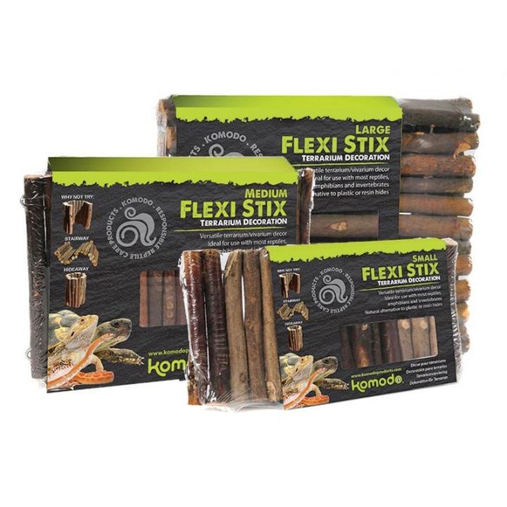 Fapálcikák terrárium dekorációhoz, Komodo Flexi Stix - közepes méretű