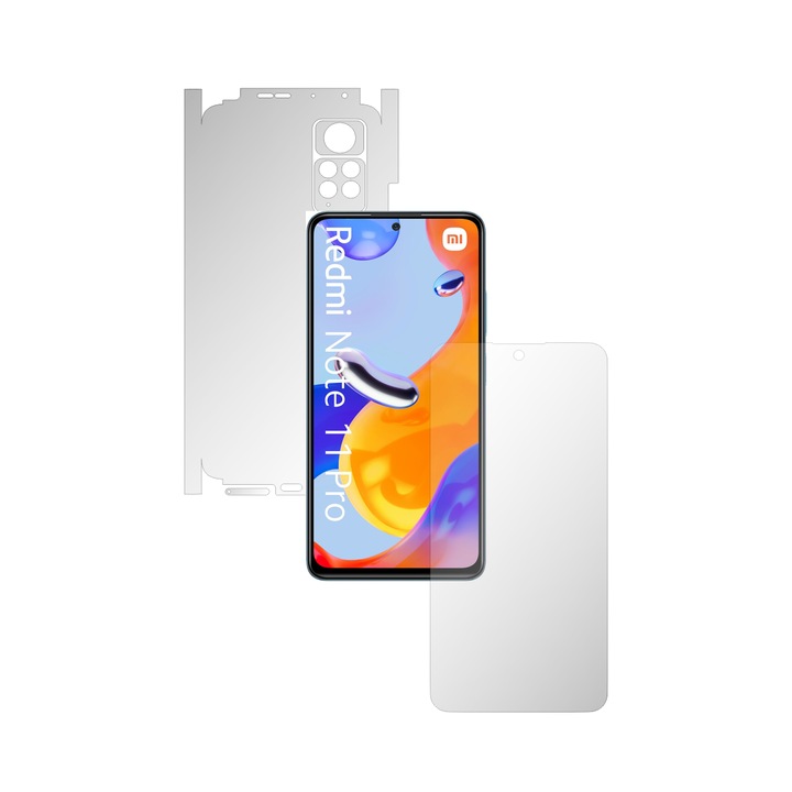 Folie Full Body iSkinz pentru Xiaomi Redmi Note 11 Pro, 11E Pro (5G) - Invisible Skinz Matte, 360 Cut, Siliconica Mata Anti-Amprenta, Anti-Reflex pentru Ecran, Carcasa Spate si Laterale, Skin Adeziv Transparent