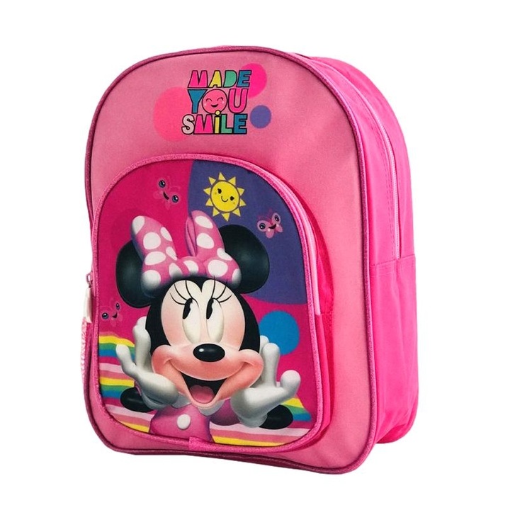 Ghiozdan mic de gradinita Minnie Mouse, 2 compartimente, 32 x 25 x 10 cm