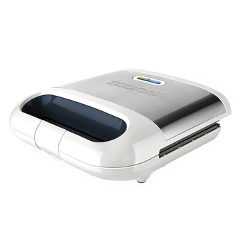 Sandwich maker Taurus Phoenix Legend, 800W, LED functionare, suprafata antiaderenta, stocare verticala, Argintiu/Alb Sandwich maker Taurus Phoenix Legend, 800W, LED functionare, suprafata antiaderenta, stocare verticala, Argintiu/Alb
