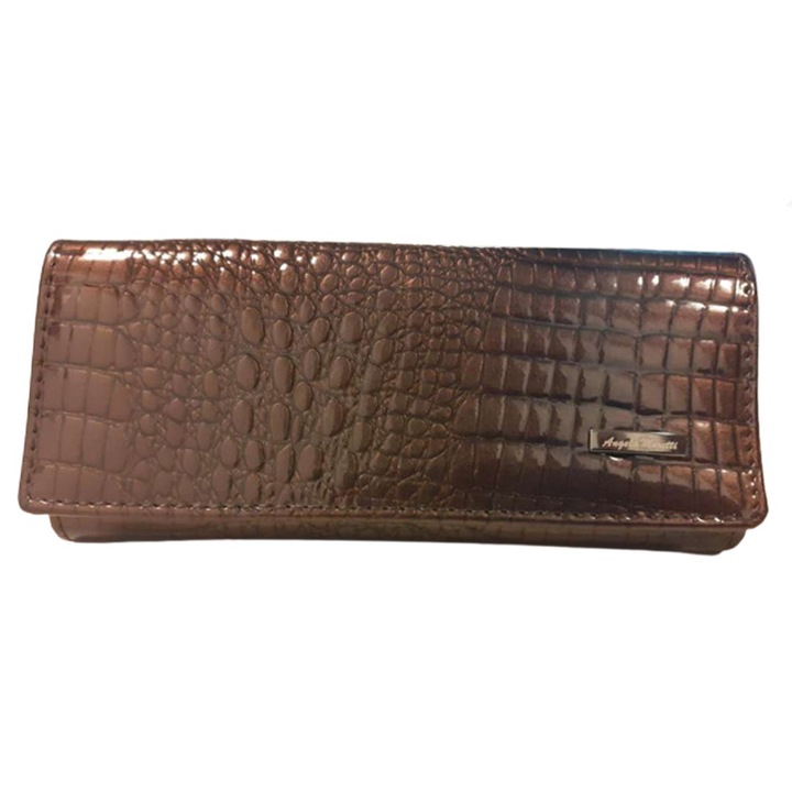 Port chei din piele 13 x 2 x 5 cm pentru dama Angela Moretti 51002, Maro