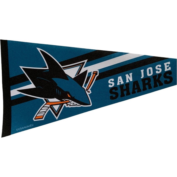 Знаме USArticlesEU San Jose Sharks, 31x72 см, Памук, Многоцветен