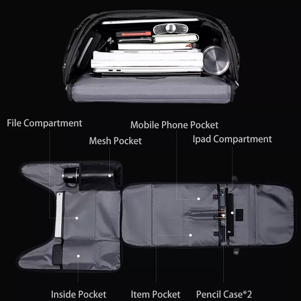 Rucsac laptop Business-Travel Arctic Hunter, impermeabil, 15.6", negru, model AHB465