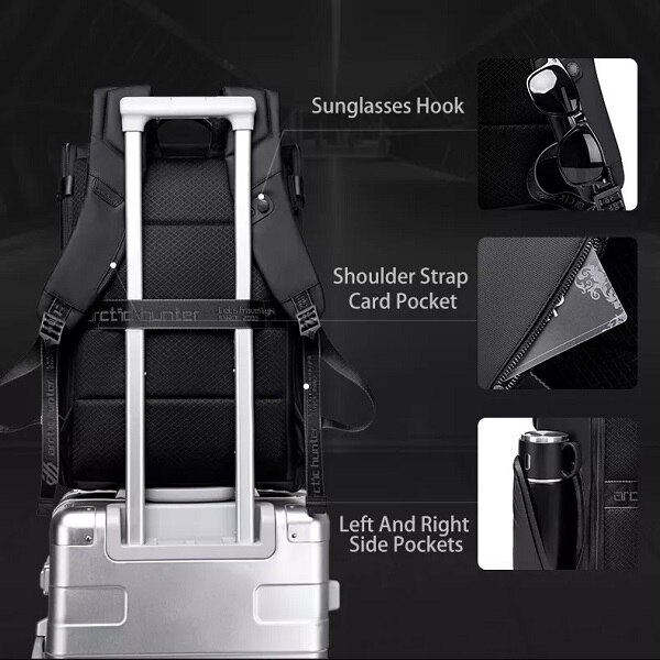 Rucsac laptop Business-Travel Arctic Hunter, impermeabil, 15.6", negru, model AHB465