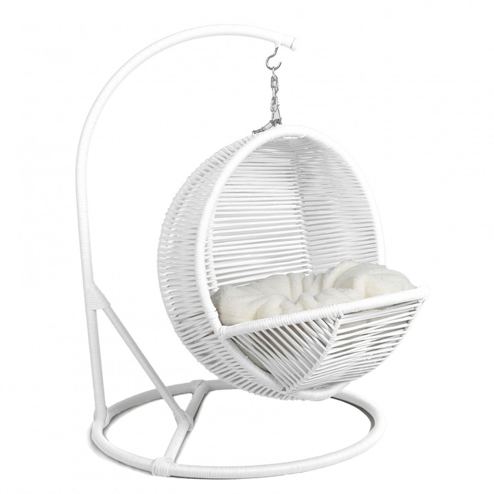 Balansoar pentru catei si pisici, culoare alb, cu perna 55 cm x 55 cm x 80 cm