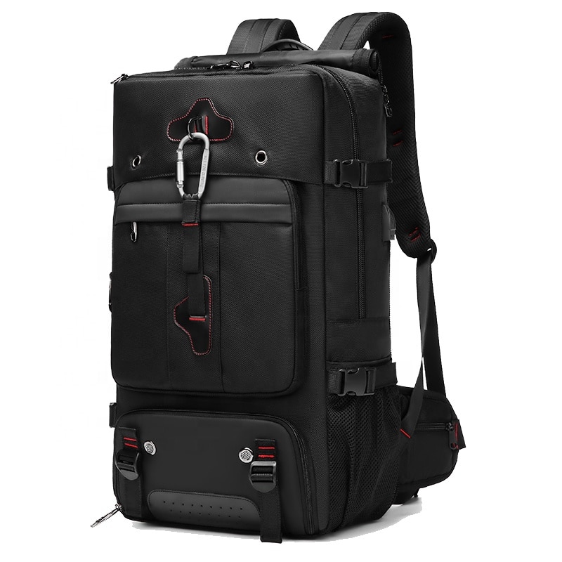 Rucsac laptop 15.6", impermeabil, expandabil, pentru excursii sau sport, cu spatiu pentru incaltaminte, Escalate, 31x18x58 cm, Negru