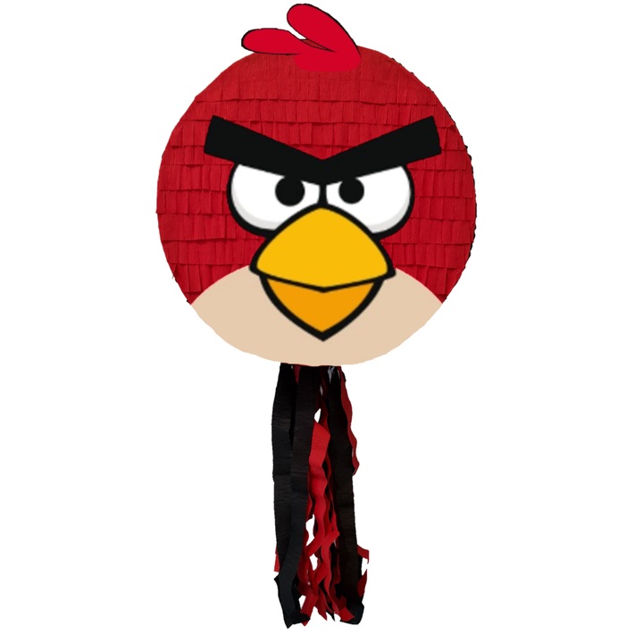 Pinata, Pinastar, Pasare rosie cu bat si confetti