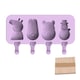 Set forma inghetata si 50 bete, 4 compartimente, Forma ovala, Silicon, Mov