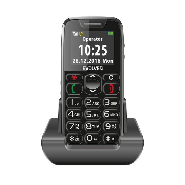 Telefon mobil pentru seniori, Easyphone, EP-500, independent de card, negru