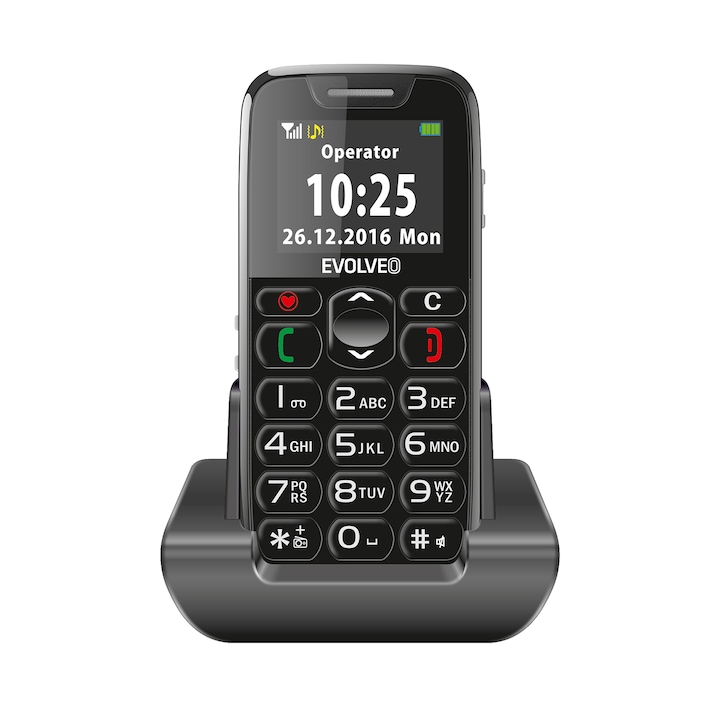 Easyphone EP-500 Senior Mobiltelefon, Kártyafüggetlen, Fekete