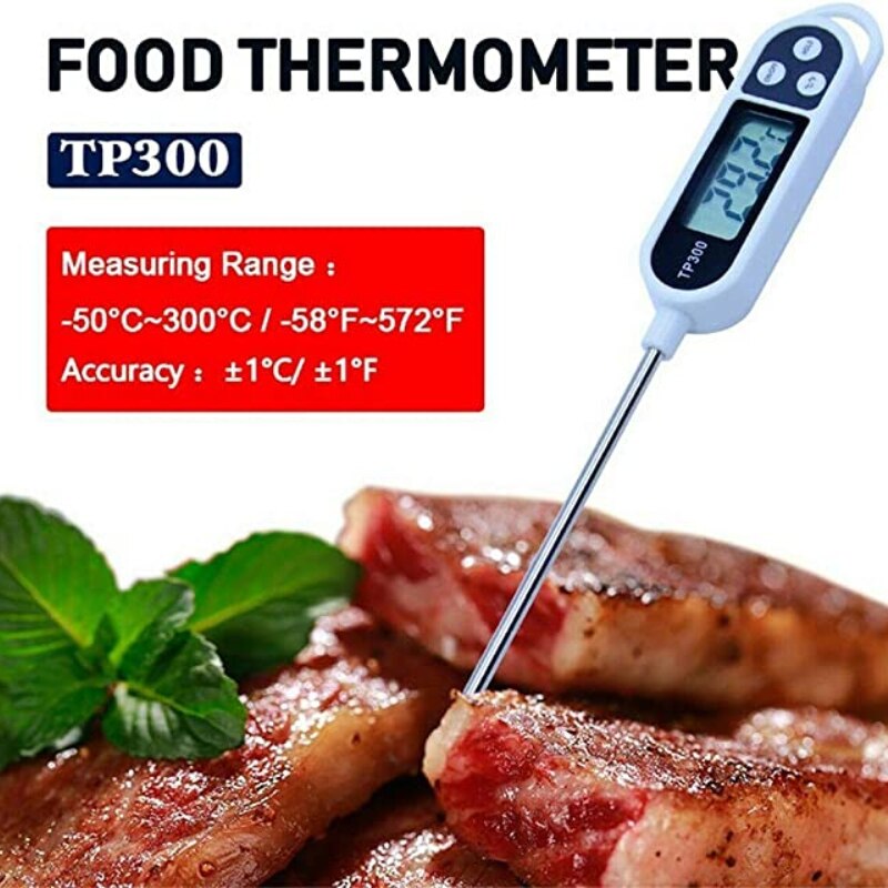 Кухненски термометър, TP300, Неръждаема стомана/ABS, 24,5 см, Бял/Черен ...
