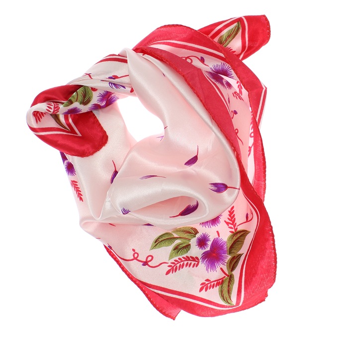 Batic de dama, 50x50 cm, Buticcochet, cu imprimeu floral stilizat, Roz - ES1409