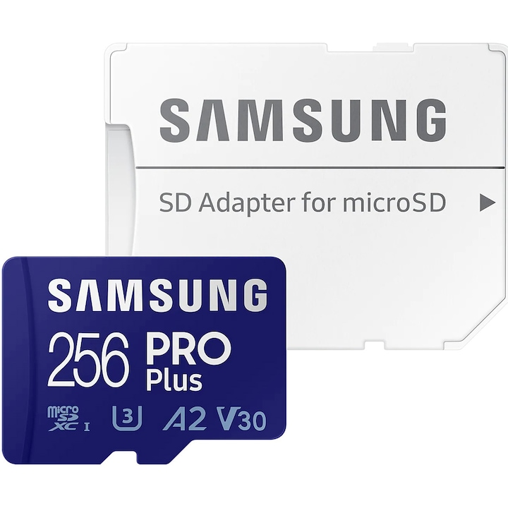 Card de memorie Samsung microSD, PRO Plus, 256GB, 160MB/s + adaptor