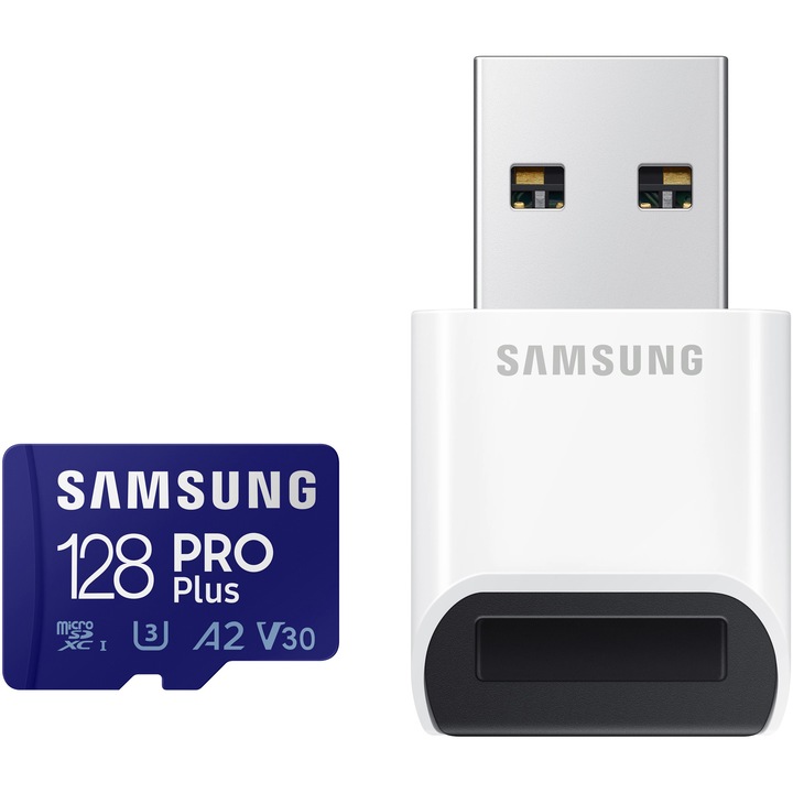 Card de memorie Samsung microSD, PRO Plus, 128GB, 160MB/s + adaptor
