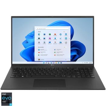 Laptop LG Gram 15Z90Q cu procesor Intel Core i7-1260P, 15.6" FHD (1920*1080), 16GB DDR5, 512 GB SSD, Intel Iris Xe Graphics, Windows 11 Home Plus, Obsidian Black