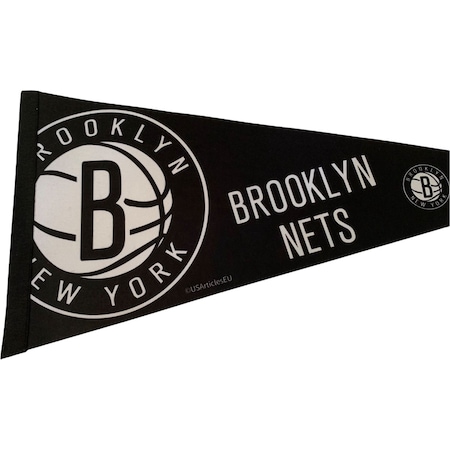 Fanion Brooklyn Nets, US Articles EU, 31x72 cm, Bumbac, Negru