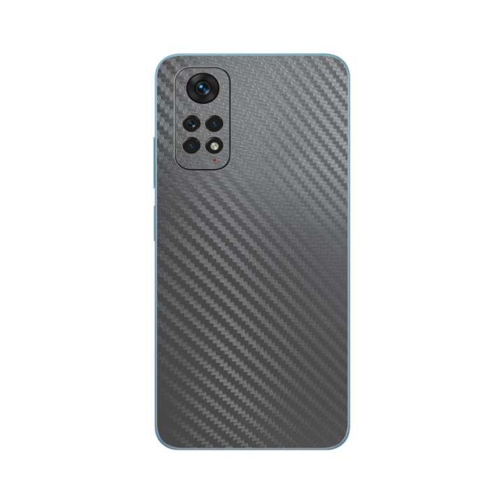 Folie iSkinz pentru Xiaomi Redmi Note 11, 11S - Carbon Negru 360 Cut, Skin Adeziv Full Body Cover, Protectie Carcasa Spate si Laterale