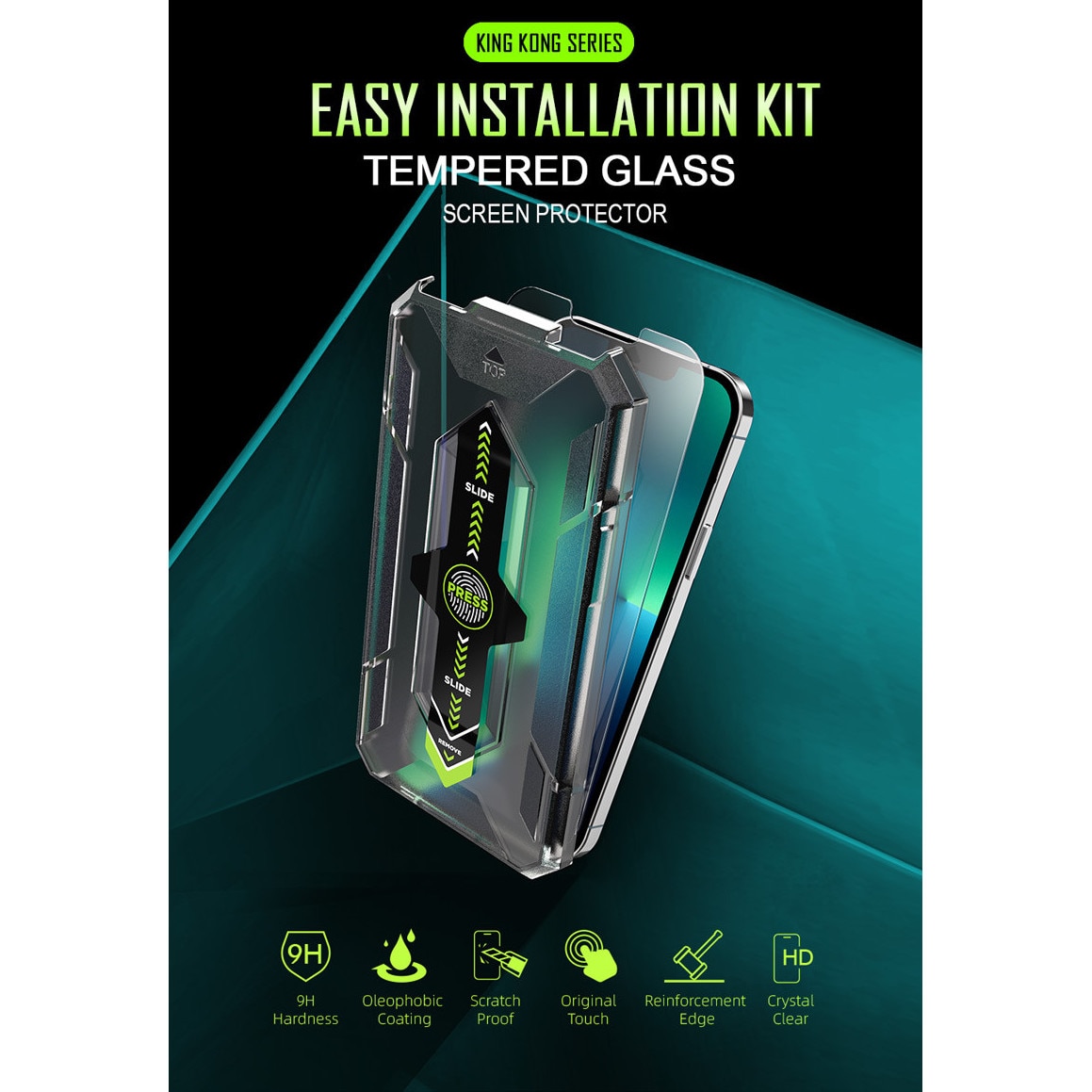 Folie de protectie din sticla premium pentru iPhone 17e/16e/14/13/13pro, acoperire a intregului ecran, instalare usoara si rapida cu dispozitiv de potrivire automata, ZYuuan, transparent