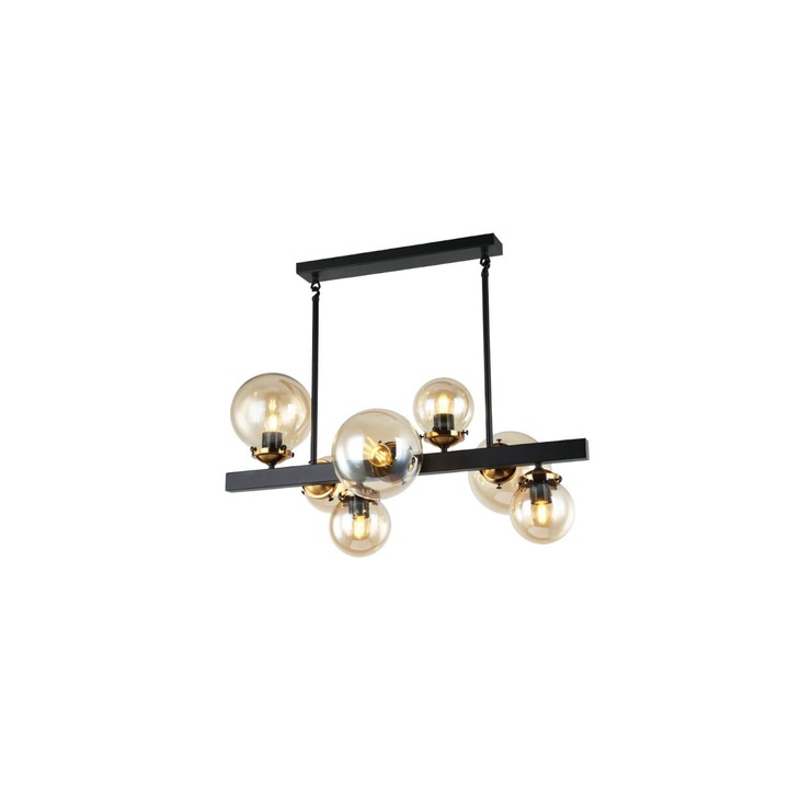 Egyedi Hyperion 7 csillár fekete, borostyán