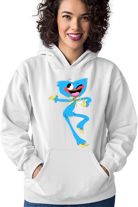 Hanorace Femei Huggy Wuggy Childish Look Playful Giggle Cute, Alb