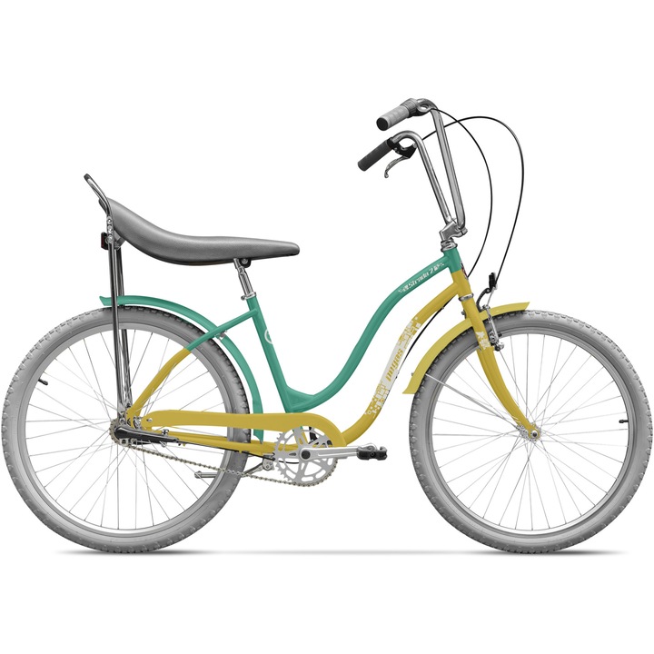 Bicicleta Pegas Strada 2, 26 inch, cadru aluminiu, aurius/verde