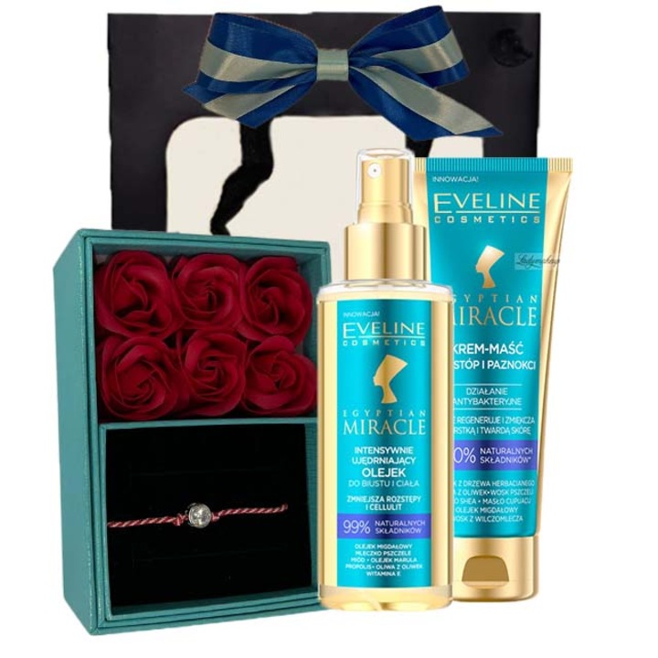 Bleuhold csomag nőknek, lábkrém, testolaj és doboz hat vörös rózsával