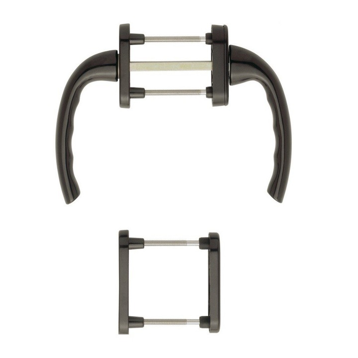 Set maner usa de balcon simetrica cu rozeta Hoppe Tokyo din aluminiu culoare maro 8077