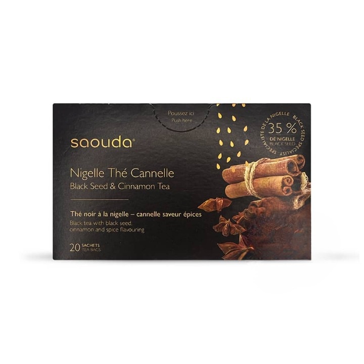 Set de 12 cutii de ceai negru, Saouda, cu scortisoara si nigella, 40 g