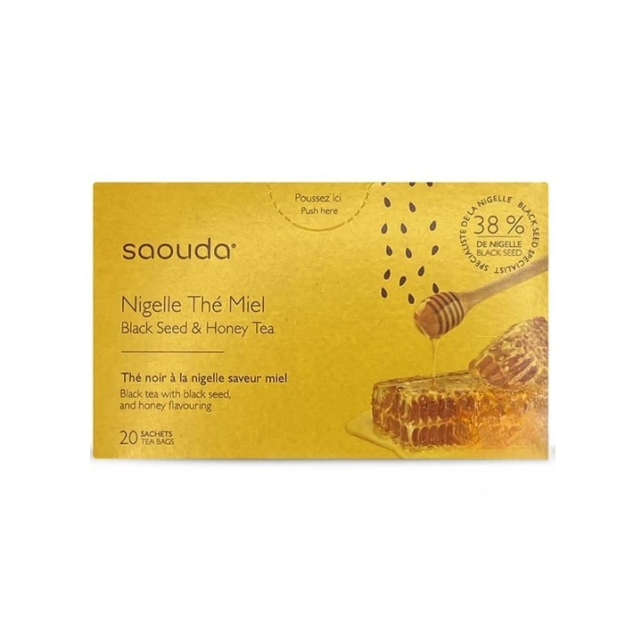 Set de 12 cutii de ceai negru, Saouda, cu miere si nigella, 28 g