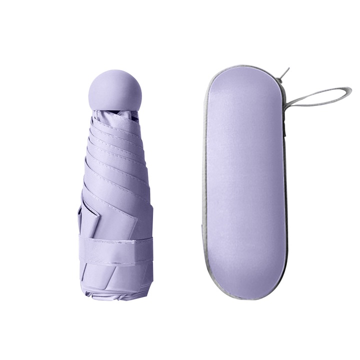 Мини чадър за слънце/дъжд/UV защита, 230g, 6x17cm, Tyrian Violet