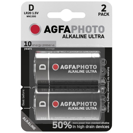 Set 2 baterii alcaline AgfaPhoto Ultra D R20 1.5V - eMAG.ro