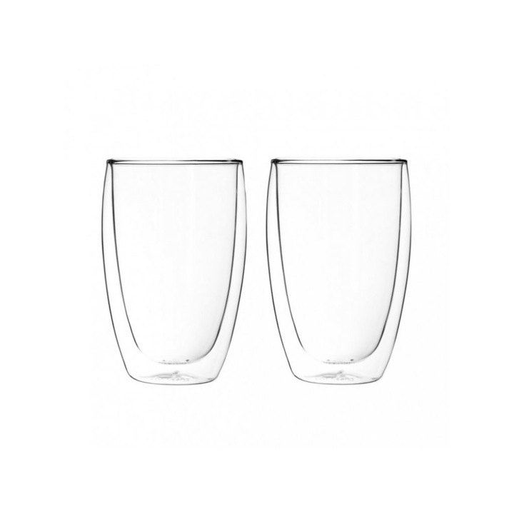 Комплект от 2 чаши с двойни стени, Altom, Glass, 450 ml, Transparent