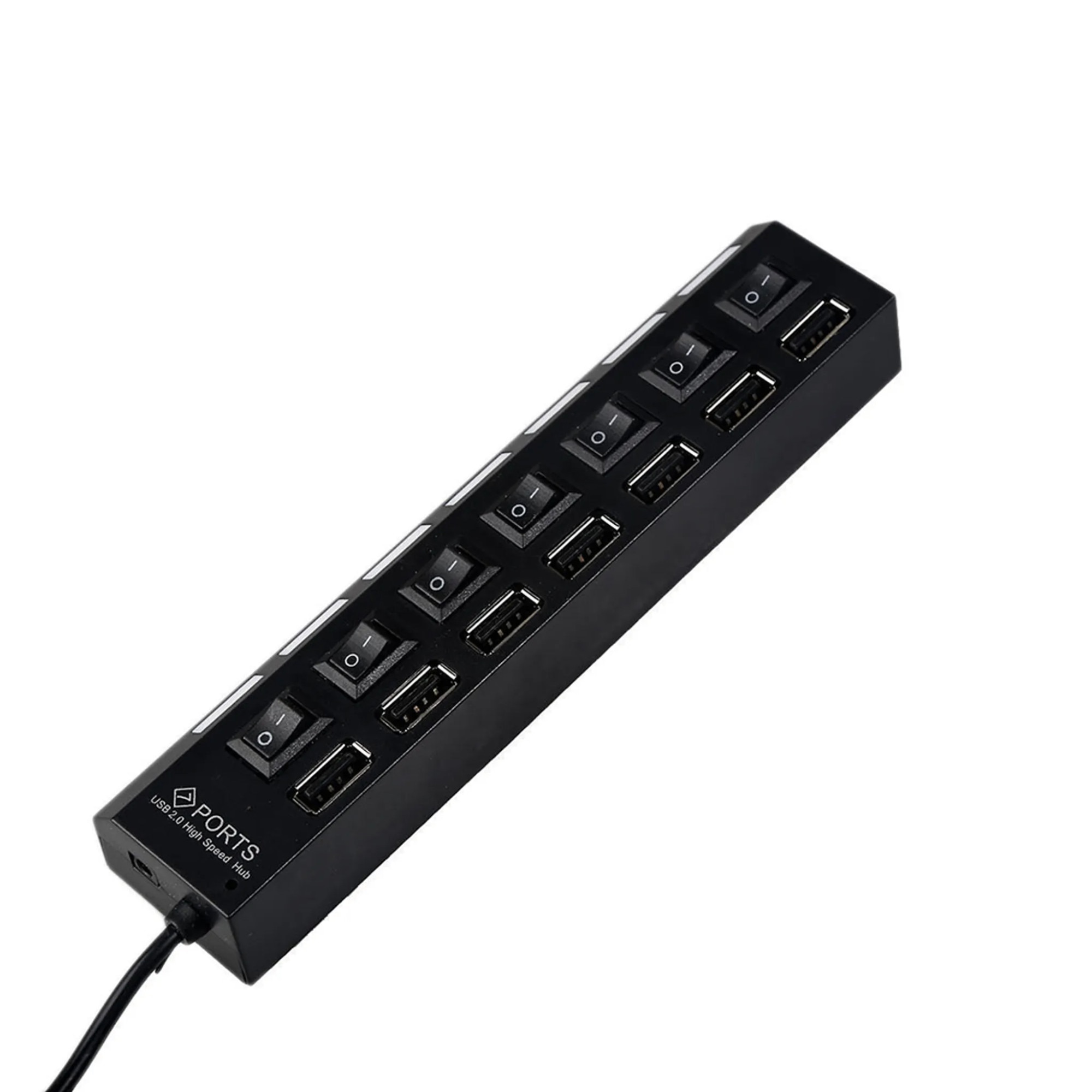 Хъб 7 USB 2.0 порта, със светодиоди и ключове за USB, отделен захранващ ...