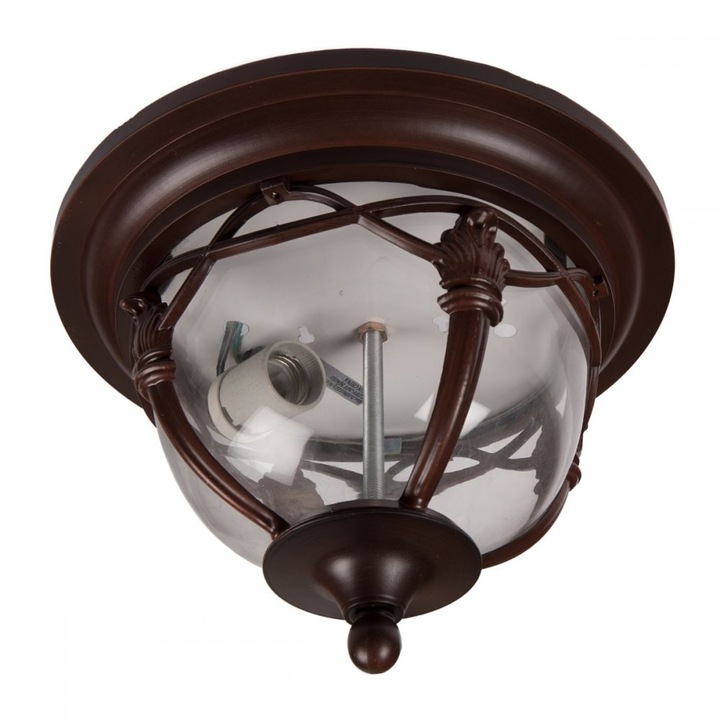 Plafoniera de exterior Klausen Ohio, 1XE27, IP44, aluminiu, maro, D30cm