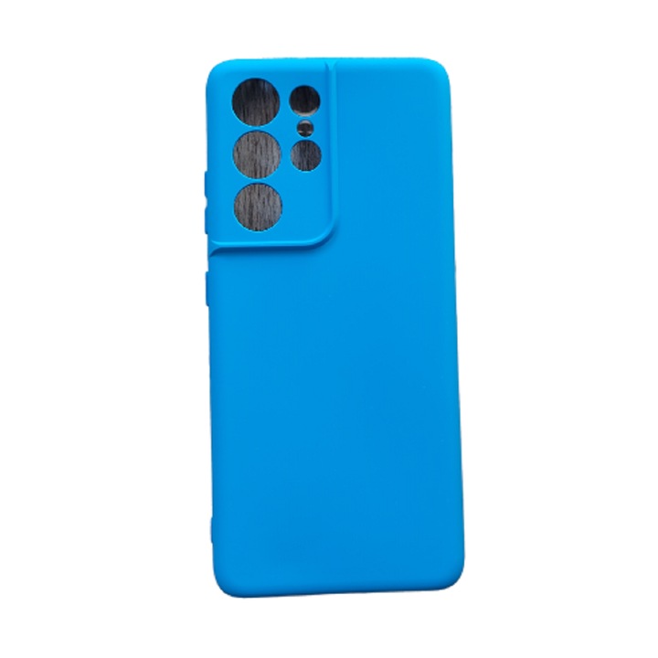 Ütésálló szilikon borítás mikroszálas belsővel, kompatibilis a Samsung S21 Ultra Ocean Blue készülékkel