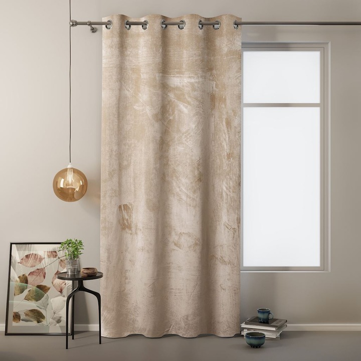 Завеса с кадифена повърхност, Ameliahome, Полиестер, 140x245 см, Кремав