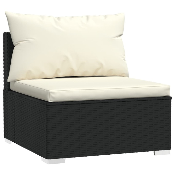 Canapea de gradina cu perne, vidaXL, 3 locuri, negru, poliratan, 23.55 kg 317489
